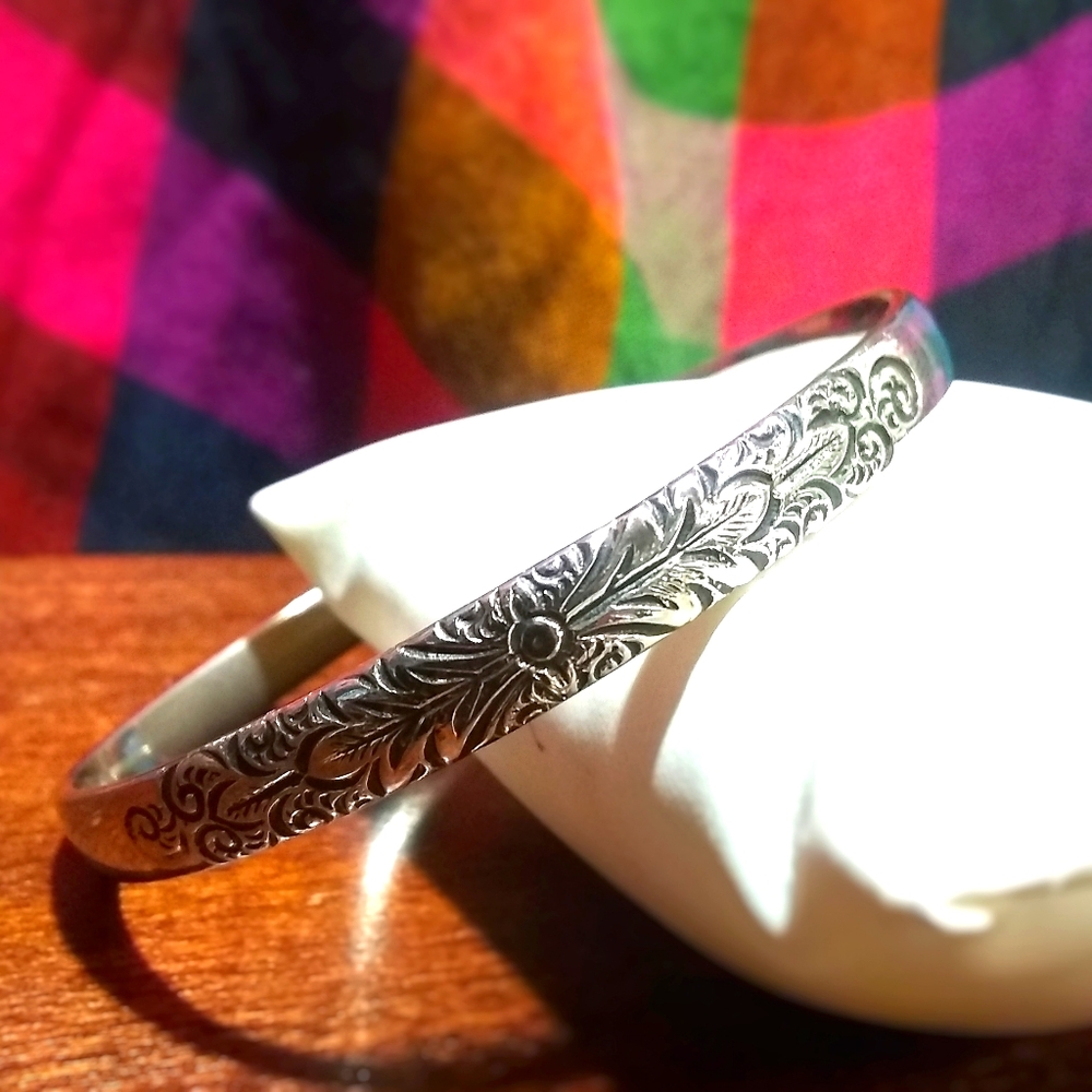 Vintage Whiting & Davis Floral Bangle